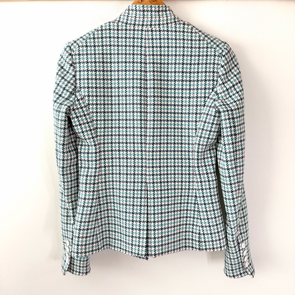 New VERONICA BEARD | Farley Dickey Jacket Turquoise Multi Tweed Houndstooth 0 - Picture 6 of 10